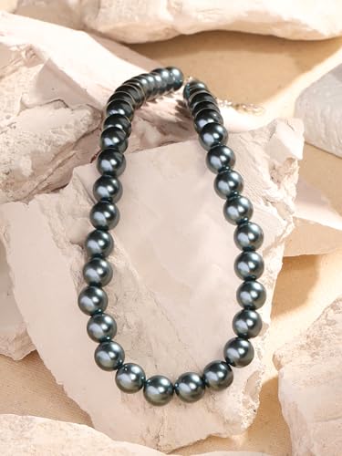 Image of Yellow Chimes Pearl Necklace for Women | Fashion Grey Chain Necklace | Choker Pearl Statement Necklaces | Glam Chains | Western Necklace for Girls Birthday Anniversary Gift for Women Wife