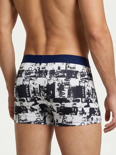 Image of BONO Mens Trunks Pack of 2 Cotton Underwear Breathable Printed Anti-Bacterial Underwear Men Trunk with No Marks Nylon Buffed Stretchable Waistband