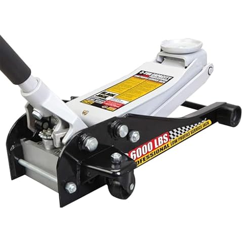 Torin T83505W BlackJack Hydraulic Low Profile Steel Racing Floor Jack with Single Piston Quick Lift Pump, 3 Ton (6,000 lb) Capacity, Black Cover