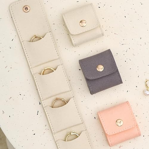 Mini Travel Jewelry Bag, Mini Jewelry Travel Rol Case with Buckle, Ring Box Organizer, Foldable Portable Organizer Pouch with Buckle Closure for Earrings,Rings & Necklaces (3 PCS Mix)4