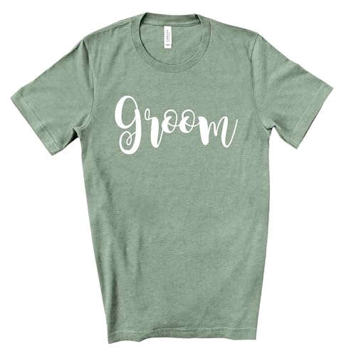 Blue Sand Textiles Groom Shirt. Bachelor Party Shirts for Men. Matching Bride and Grooms Tshirts for Wedding. (Heather Sage XX-Large)