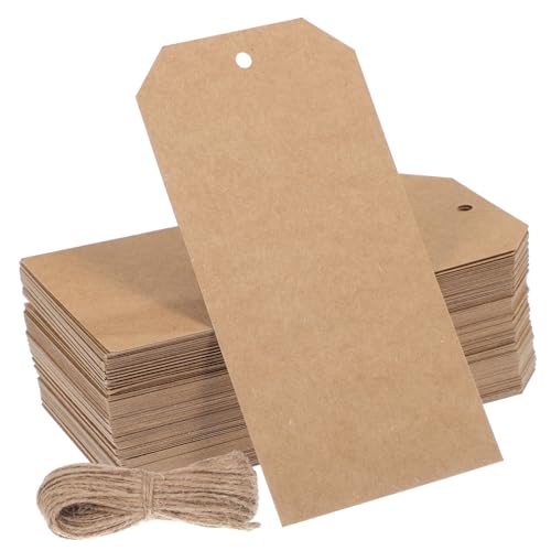 BUGUUYO Blank Pendant Label 200 Pcs Tags String Kraft Paper Tags Simple Stylish