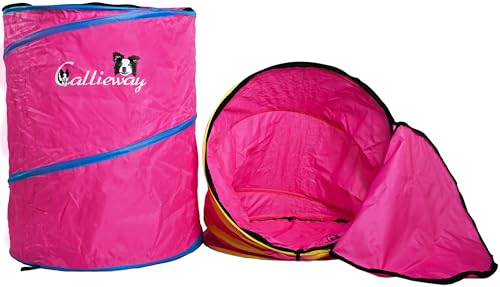 Callieway Hoopers Agility Barrel – Tonne/Fass für Hundetraining (Doppelpack, Blau) | Leicht, stabil & beschwerbar | Inkl. Transporttasche | Agility Parcours für Hunde | Fuchsia