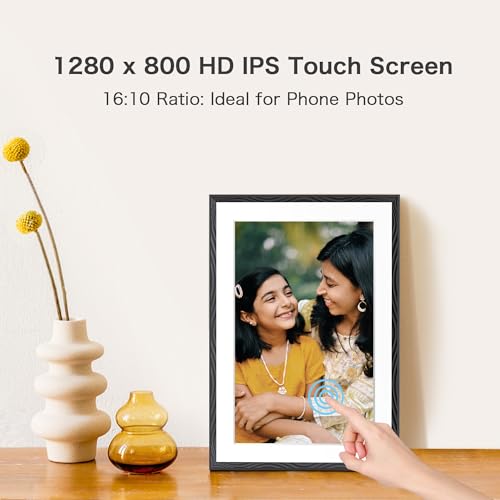 Image of Digital Photo Frame, Frameo 10.1 Inch WIFI Digital Picture Frame Slideshow 32GB Memory, 1280*800 HD Touch Screen, Wall Mountable, Auto-Rotate, Share Instantly, Wedding, Birthday Gifts for Women, Mom