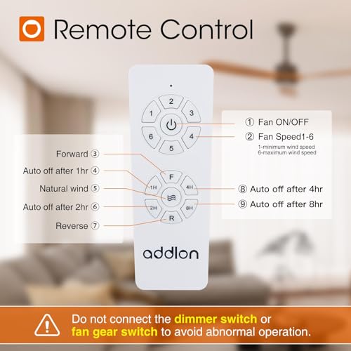 Image of addlon 1 Pack 52 inch Ceiling Fan No Light and Remote Control, Reversible, 3 Wood Blades, 6 Speeds, Noiseless, Indoor /Outdoor Black Walnut Ceiling Fan for Bedroom Shop Patio Gazebo Farmhouse
