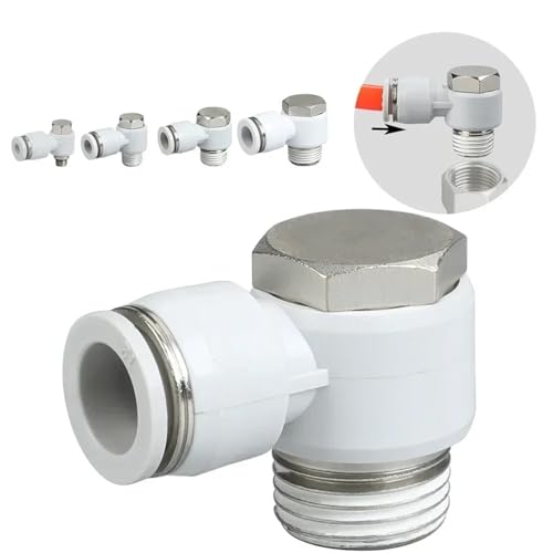 Conectores neumáticos giratorios 90 grados 12 mm con rosca de tornillo BSP 1/8 3
