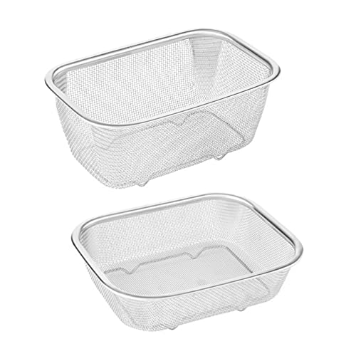 Colador De Acero Inoxidable, Cesta Rectangular Colador Para Verduras, Cesta De Papas Fritas, Colador De Pie Colador De Cocina Para Tamizar, Escurrir, Enjuagar Y Verduras