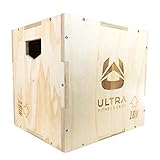 Ultra Fitness Gear 3 en 1 Caja de Madera para Salto, Crossfit, Entrenamiento de Artes Marciales Mixtas (MMA) Plyometrics. Tamaños: 30/24/20, 24/20/16, 20/18/16, o 16/14/12, Wood - Medium 20/18/16