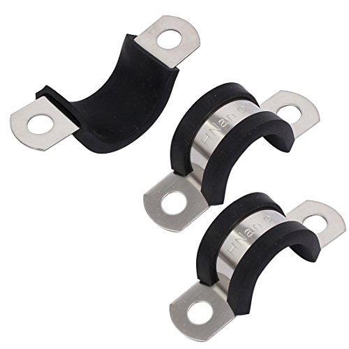 Aexit 16mm Dia Clamps EPDM Rubber Lined U Shaped Pipe Tube Wire Clamps Strap Clamps Clips 3pcs