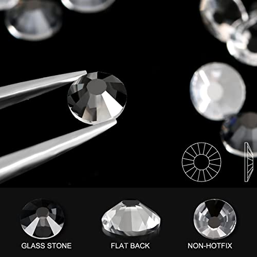 Image of Novani Rhinestones Glass Rhinestones for Crafts Nail Gems Clear Stones Jewels Round Gemstones Non-Hotfix Crystal,SS20,1440 Pieces,Transparent