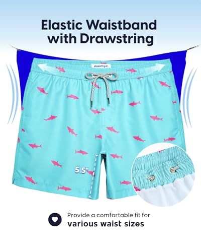 Image of maamgic Mens Swim Trunks 5 Inch with Mesh Lining, Quick Dry Mens Bathing Suit, Swim Shorts for Swimming and Beach