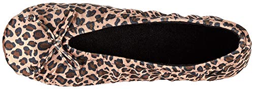 Isotoner Womens Satin Ballerina Slippers, Cheetah, 8-9 US2