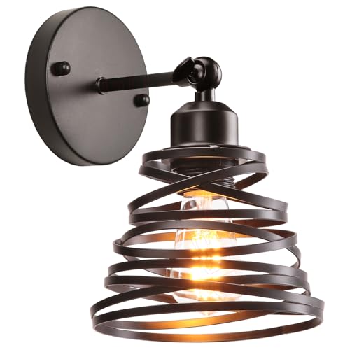iDEGU Applique Murale Intérieure Industrielle 15cm E27 Luminaire Plafonnier à Spirale en Cascade en Métal Réglable Éclairage Plafond Lampe Murale Vintage...