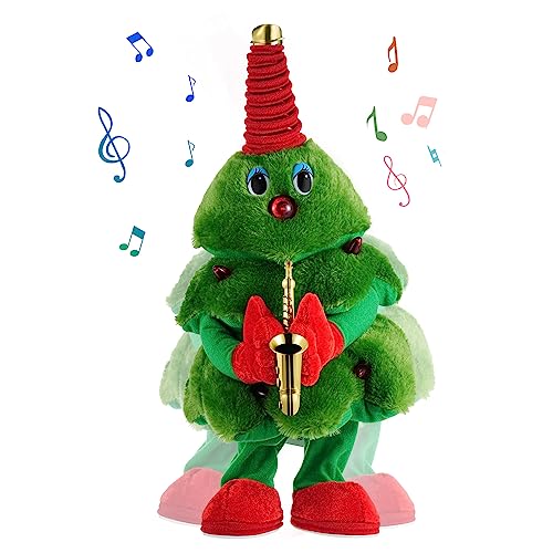 zerotop 16.9' Albero di Natale Giocattoli di Peluche Ballerino Parlante Elettrico per Giocattoli di Natale con Musica e Luci Giocattolo di Peluche che Canta e Balla Addobbi Natalizi Regalo dei Bambini