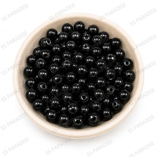 Image of SS Paradise 8mm Glass Beads (6 Colors 300 Pieces) for Jewellery Making | Round Loose Beads Strands for Necklace, (Set 3)
