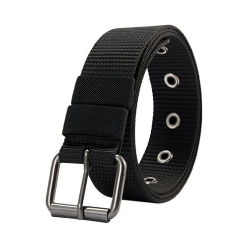 Vintage Luxury Brand Design Nylon Canvas Braided Belt Ladies Dress Strap Weave Waist Band Pin Buckle Waistband(black)