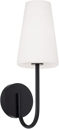 Capital Lighting 655211MB-550 Averitt Soft White Glass Wall Sconce, 1-Light 60 Watt, 17" H x 6" W, Matte Black