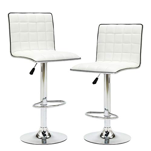 Preisvergleich Produktbild IWMH 2er-Set Barhocker, Höhenverstellbarer und Drehbarer Arbeitshocker (Weiß2)
