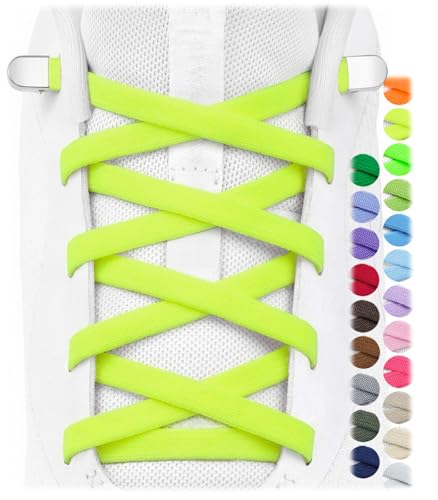 Image of Stepace 2 Pairs Elastic No Tie Shoe Laces for Kids and Adults Sneakers, Stretch Flat Tieless Shoestrings