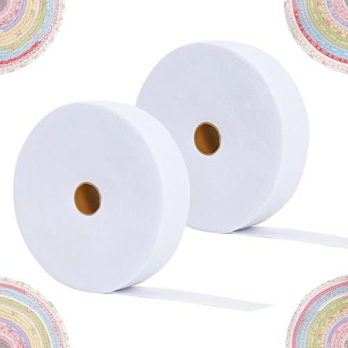 Jelly Roll Batting, 2 1/4 Inch Cotton Blend Batting Strips, 2 Rolls 70 Yards Total, Needle Punched Strips for Rugs, Braided Throw Rugs and Upholstery
