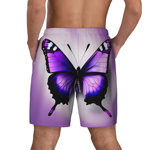 Short de bain pour homme imprimé papillon violet doublure compression
