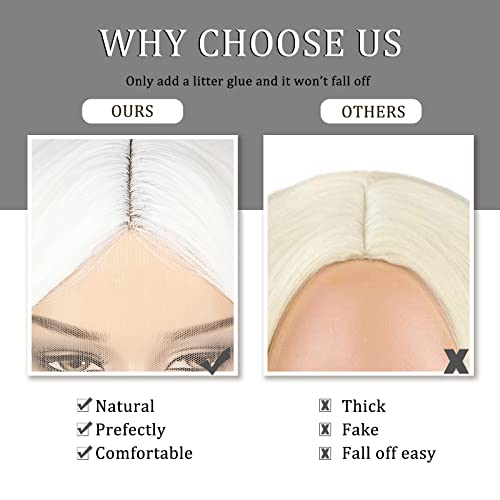 Wecan Long White Wigs For Women, 28 Inches Wavy Lace Heat Synthetic Middle Part Natural Looking Silky Wig For Daily Use, Halloween & Cosplay thumb #3
