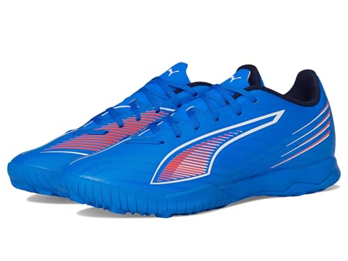 PUMA Men's Play Turf Trainer Soccer Cleats Sneaker, Ultra Blue-White-Glowing Red AH25, 8.5