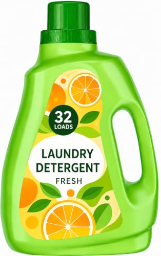 Image of Fresh Laundry Detergent, Original Clean Scent, 46 fl oz Liquid Laundry Soap, Up to 32 Loads, HE Compatible Washing Machine Detergent