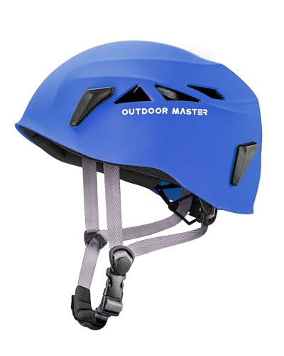 OutdoorMaster Climbing Helmet Rock Rescue Helmet Adjustable Lightweight Mountaineering Hiking Caving Helmet Adults Work Safety Helmet Matte Blue