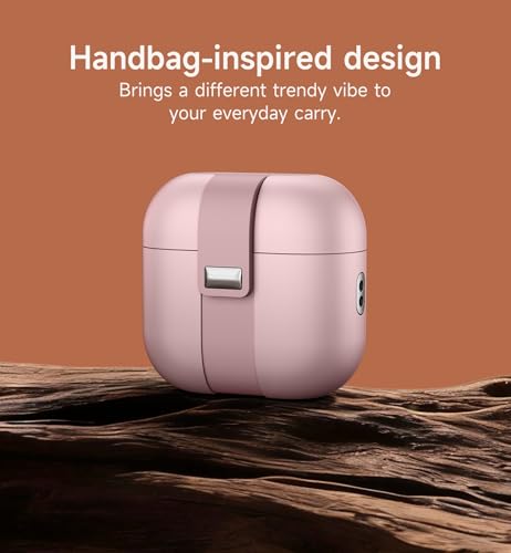 Image of SURITCH for AirPods 4 Case (2024), Magnetic Lock Bumper Cases Compatible with Airpods 4th Generation, Rugged Protective Cover with Stylish Hanging Lanyard Cases for Women Men, Pink