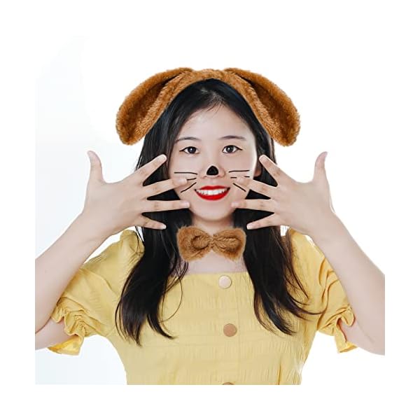 Jmkcoz 6 pieces puppy dog ears headband bowtie tail for kids girls boys easter party halloween party christmas costume - image 8