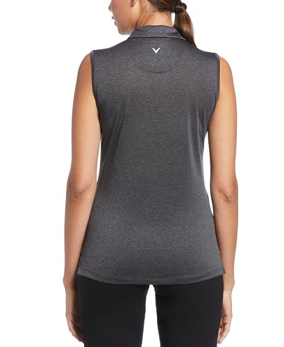Callaway Women's Quarter Zip Heather Sleeveless Golf Polo, Moisture-Wicking, Sun Protection, Stretch Shoulder Seams, Black Heather, XX-Large - image 2