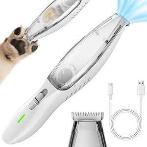 Dog Paw Trimmer with Hair Vacuum,Cordless Pet Vacuum Trimmer for Dog,Silent Paw Vacuum Clippers with 20 mm Widen Blade,Pet Hair Vacuum Clippers for Dogs Paws,Eyes,Ears,Face,Private Parts