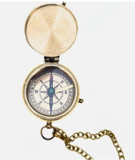 Brújula de bolsillo de latón grabada con estuche de cuero – Frase inspiradora de águila para amantes de la aventura miniatura 4