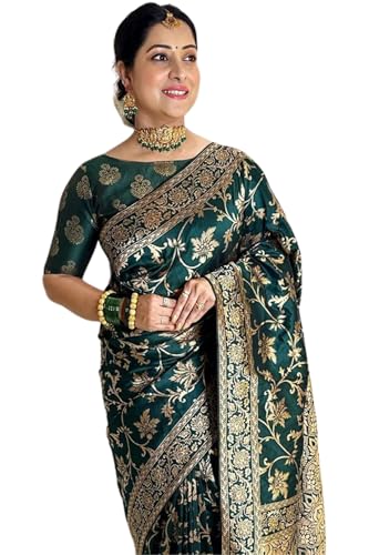 Image of SGF11 Women's Kanjivaram Soft Silk Saree With Blouse Piece