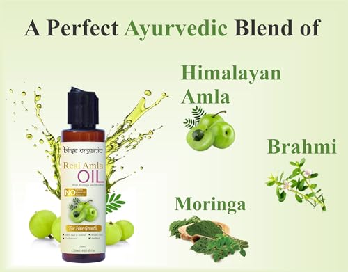 Image of Blise organic Real Amla Oil -100% Pure, Cold Pressed and Natural, For Skin and Hairs, with Brahmi and Moringa, Soil to Oil Certified, No artificial Fragrance, No added Colors