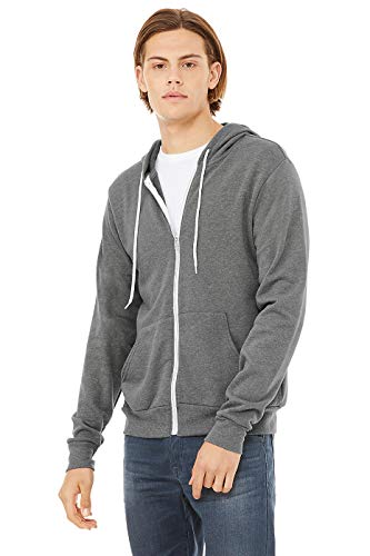 Bella+Canvas Unisex Zip-Up Poly-Cotton Fleece Hoodie - Deep Heather - XS2