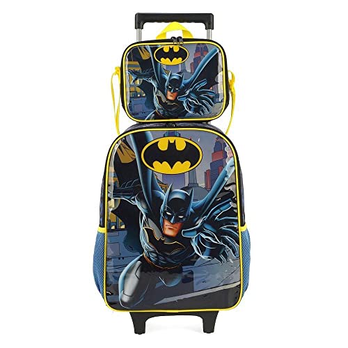 Kit Mochila de Rodinhas Lancheira Luxcel Batman Amarelo