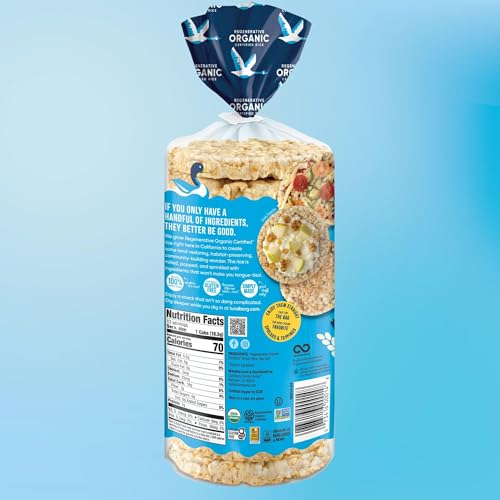 Lundberg Family Farms Organic Brown Rice Cakes, Lightly Salted, 8.5 Ounce (Pack of 6)