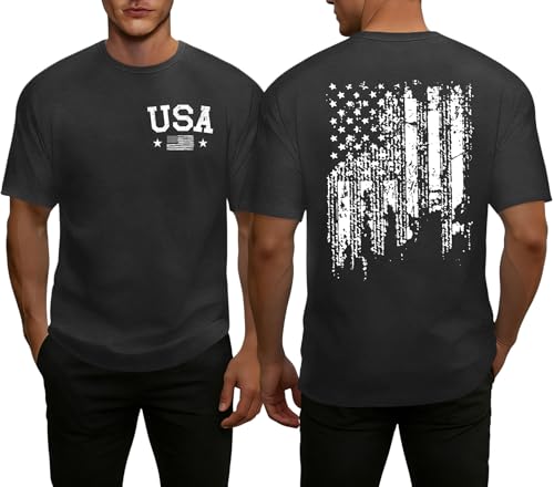 Image of Ithalt Men's American Flag Shirt 4th of July T-Shirt USA Patriotic Tee Shirt Independence Day Top