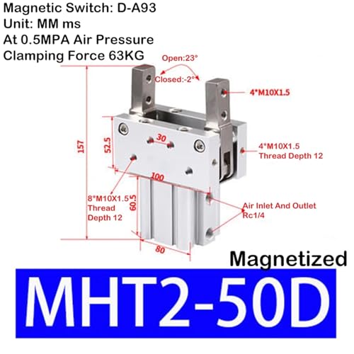 Pince pneumatique pivot MHT2-50D à bascule de serrage cylindre à doigt - 3