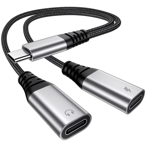 USB C Splitter 1 zu 2, USBC Verteiler Doppelstecker, USB C Kopfh&ouml;rer Adapter und Laden f&uuml;r iPhone 16 15 Plus Pro Max, iPad Pro Air Mini, Samsung S25 S24 S23 S22 S21 S20 Ultra, Google, Laptop usw