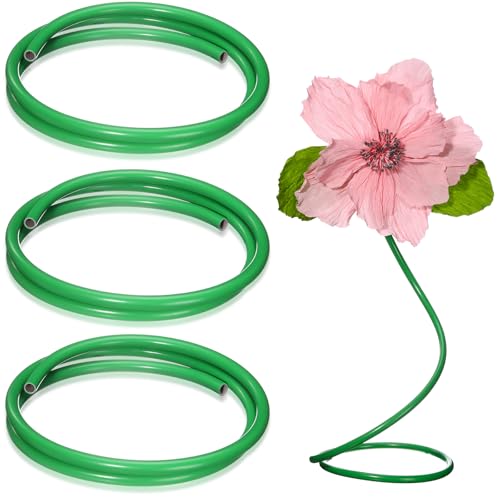 Tioncy 3 Pcs 78.7 Inch Flexible Pipe PVC Tubing Aluminum Bendable Plastic Pipe Stem for Artificial Flowers Stem, Balloon Arches, Floral Wedding Decor, DIY Crafts, Cosplay Prop (Green)