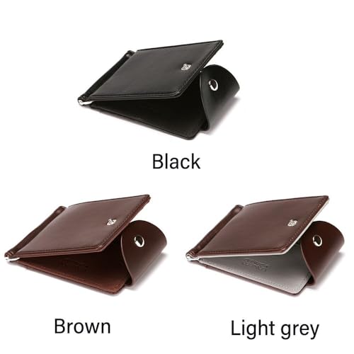 Short Purses Business Bifold Money Clip Slim Wallets PU Clutch Bags ID Card Holder(Black)2