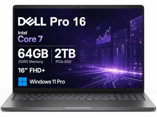Image of Dell Pro 16 PC16250 (Next Gen Latitude 5550) Business Laptop, 16 inch FHD+, Anti-Glare, Intel Core 7 150U (> Ultra 7 165U), 64GB DDR5, 2TB SSD, Thunderbolt 4, Ethernet, Numeric KB, Fast Charge, Win 11 Pro
