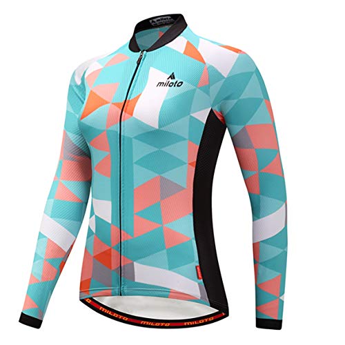TELEYI Camiseta de ciclismo de manga larga para mujer, chaqueta de ciclismo de secado rápido, transpirable, ropa de bicicleta de montaña