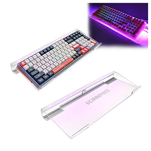 UCINNOVATE RGB Acrylic Computer Keyboard Stand, LED Backlit Keyboard Stand Tray, Gaming Keyboard USB Interface Titled Keyboard Stand for Easy Ergonomic Typing and Working Office Desk, Home, School