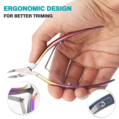 RONAVO Cuticle Remover Set, Includes Cuticle Nippers, Cuticle Pusher, Glass Nail File - Image 3