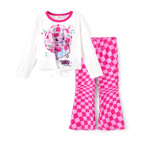 Image of Disney Girls Outfits Long Sleeve Knot Front Shirt Flare Pants 2PC Clothes