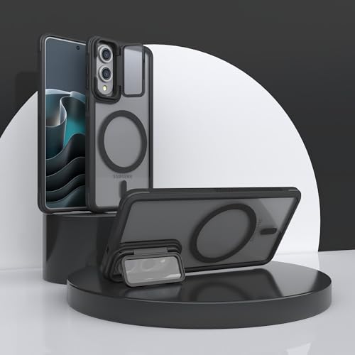 Image of Pirum Back Cover for Samsung Galaxy S26 Edge Magnetic Wireless Charging with Lens Cover Kickstand - Black